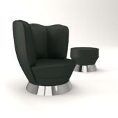 3d Model Armchair With Tabouret - Art Deco 1930