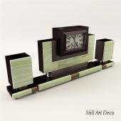 3d Model Fireplace Clock With Vases - Art Deco 1920