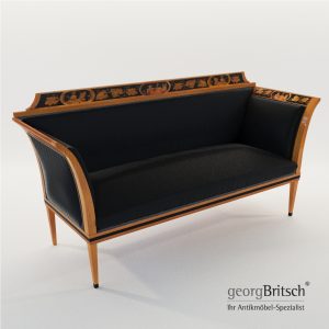 3d Model Biedermeier Sofa With Black Ink Painting - South Germany 1820 - Georg Britsch